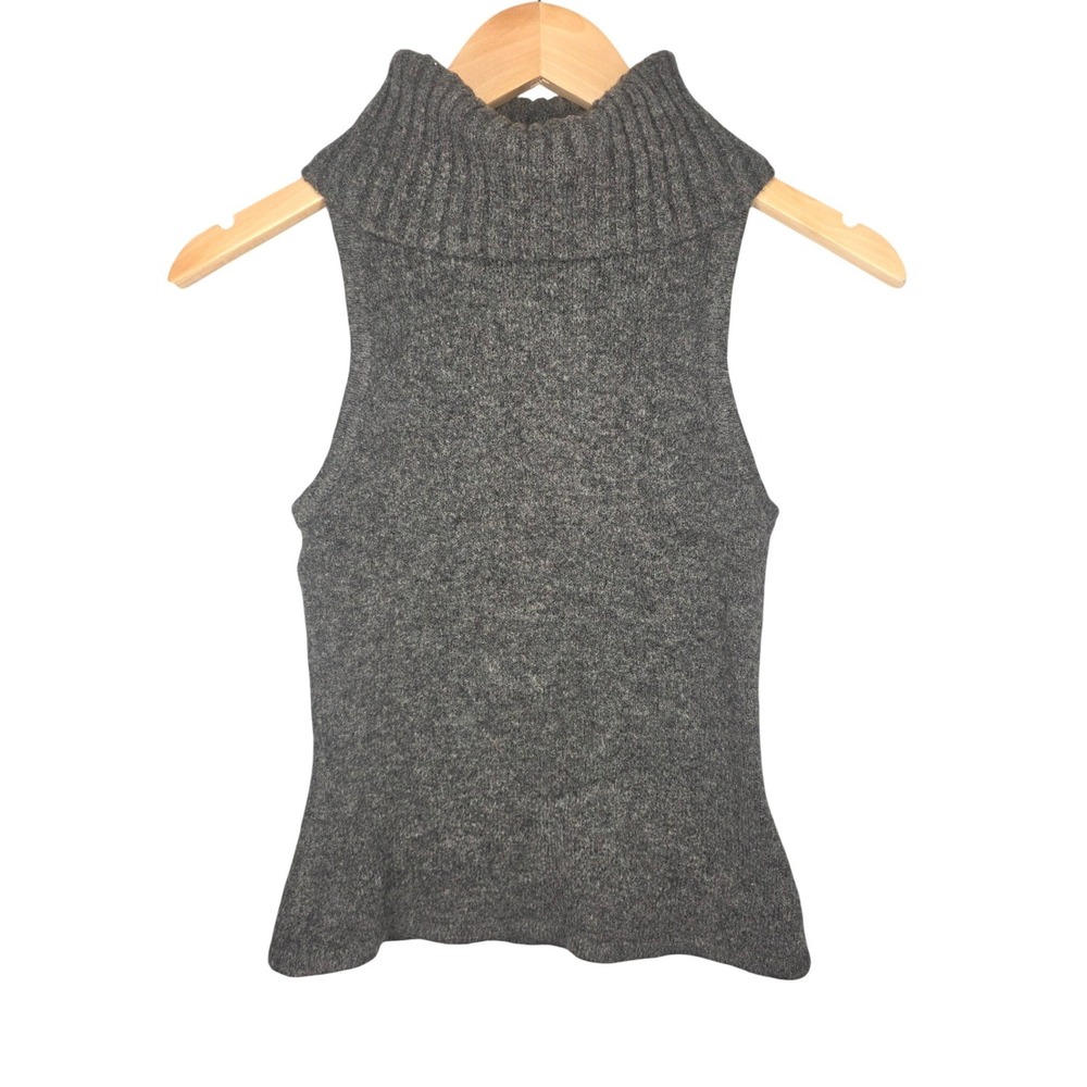 MESHKI Sleeveless Sweater Women M Gray Turtleneck Knit Mock Neck Ribbed Minimal